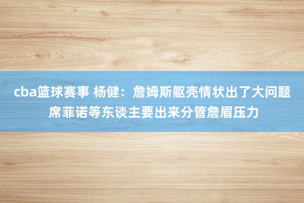 cba篮球赛事 杨健：詹姆斯躯壳情状出了大问题 席菲诺等东谈主要出来分管詹眉压力