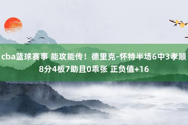 cba篮球赛事 能攻能传！德里克-怀特半场6中3孝顺8分4板7助且0乖张 正负值+16